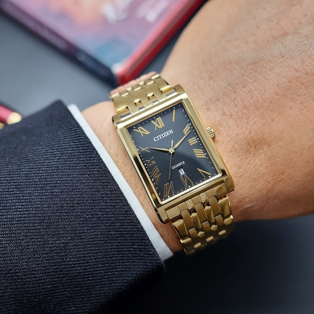 Đồng Hồ Nam Citizen BH3002-54E Pin Dây Sắt Mạ Gold Mặt Đen