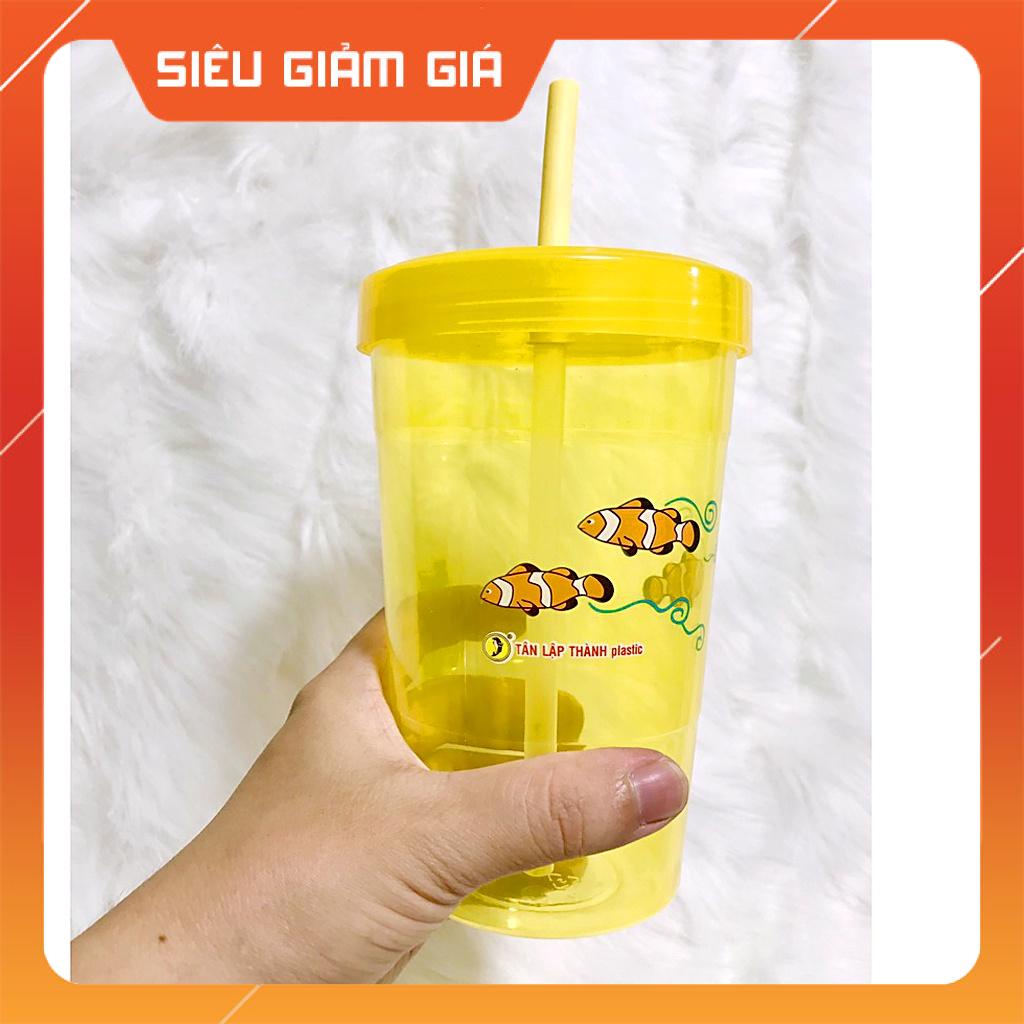 Ly Nhựa Có Kèm Ống Hút Và Nắp Đậy Tiện Dụng (Giao mẫu ngẫu nhiên)