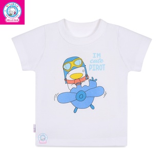 Áo tay ngắn trắng Hello B&B cho bé (6-29kg) [Cao cấp]