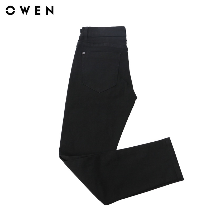 Quần jean nam hàng hiệu Owen QJSL23956 dáng slim fit ống côn màu đen trơn vải bò denim cotton cao cấp bền đàn hồi tốt