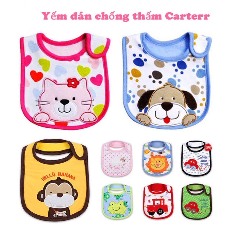 Yếm Ăn Dặm Dán Vai Thương Hiệu Carter 3 Lớp Cho Bé 100% Cotton Có Lớp Chống Thấm