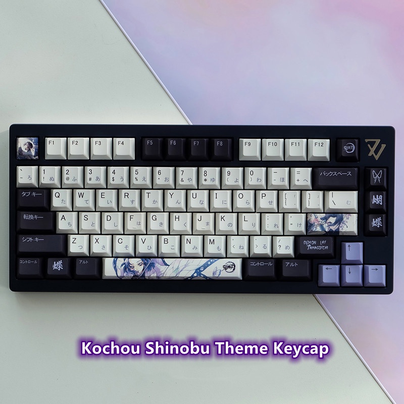Kochou Shinobu Keycap Cherry Hồ sơ Anime Demon Slayer Chủ đề Keycap PBT Thuốc nhuộm Thăng hoa Bàn phím cơ Keycap 137 Phím