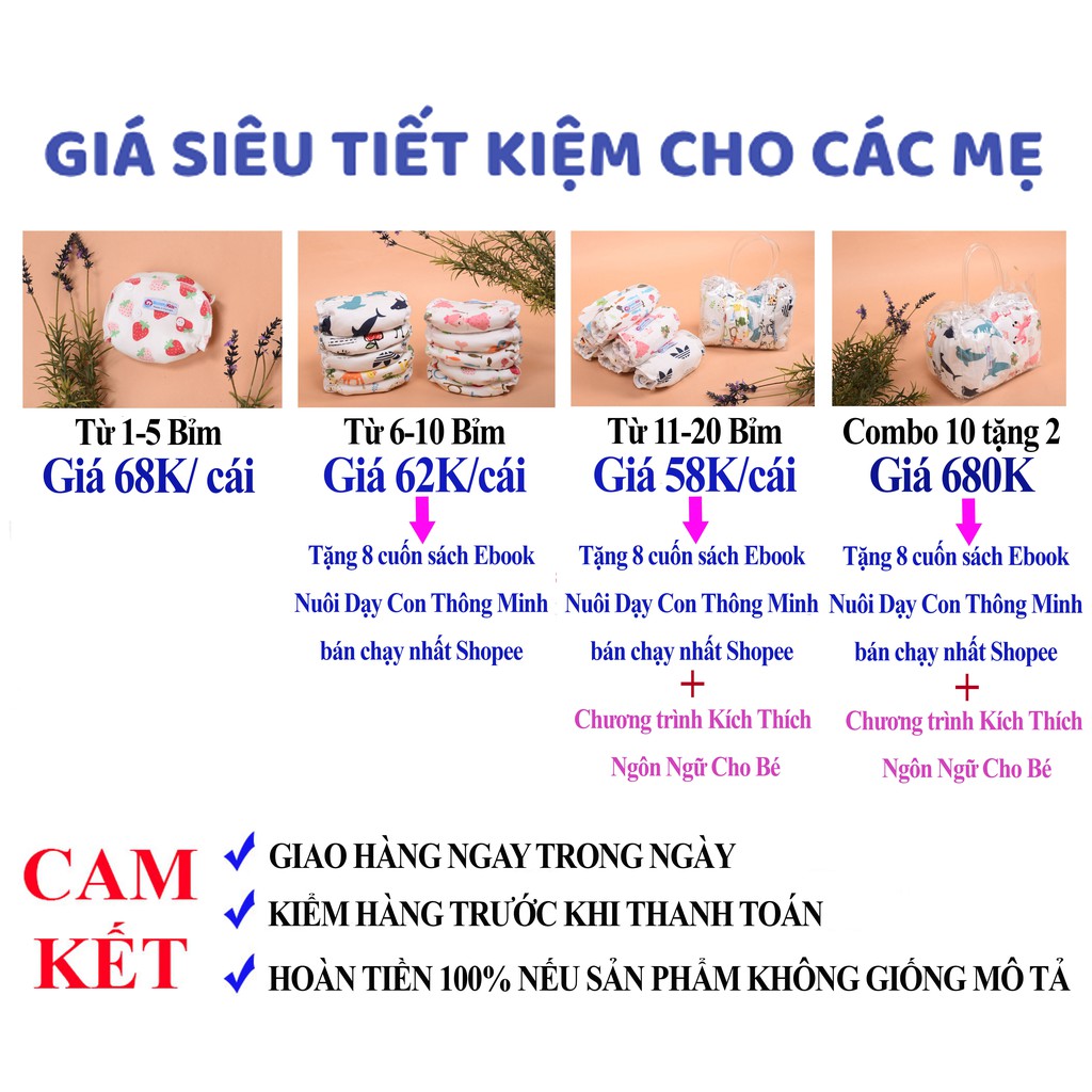 Tã Vải, Bỉm Vải Mommykids Chống Hăm - Dùng cho bé từ 1-24 tháng tuổi - Freesize - Dùng ban ngày