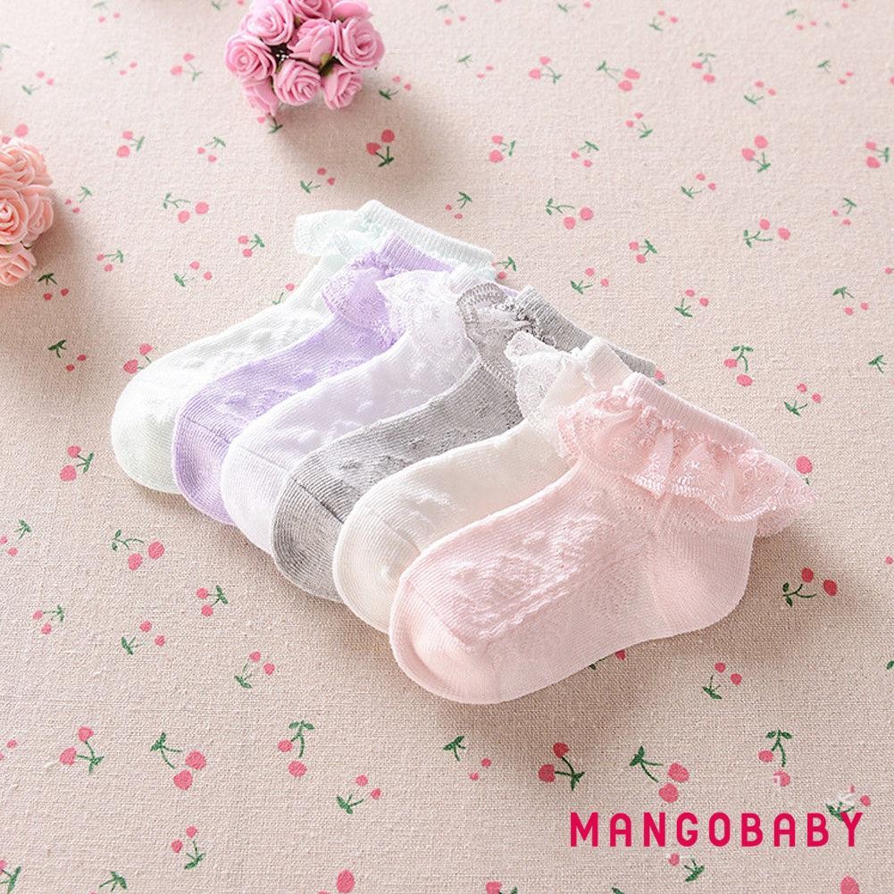 Vớ Cotton Mềm Phối Ren Thoáng Khí Dễ Thương Cho Bé Gái