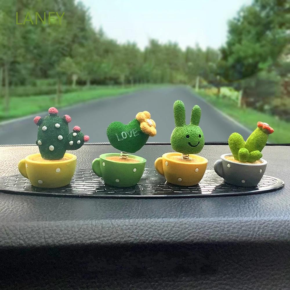 Chậu cây xương rồng resin mini dễ thương trang trí xe hơi