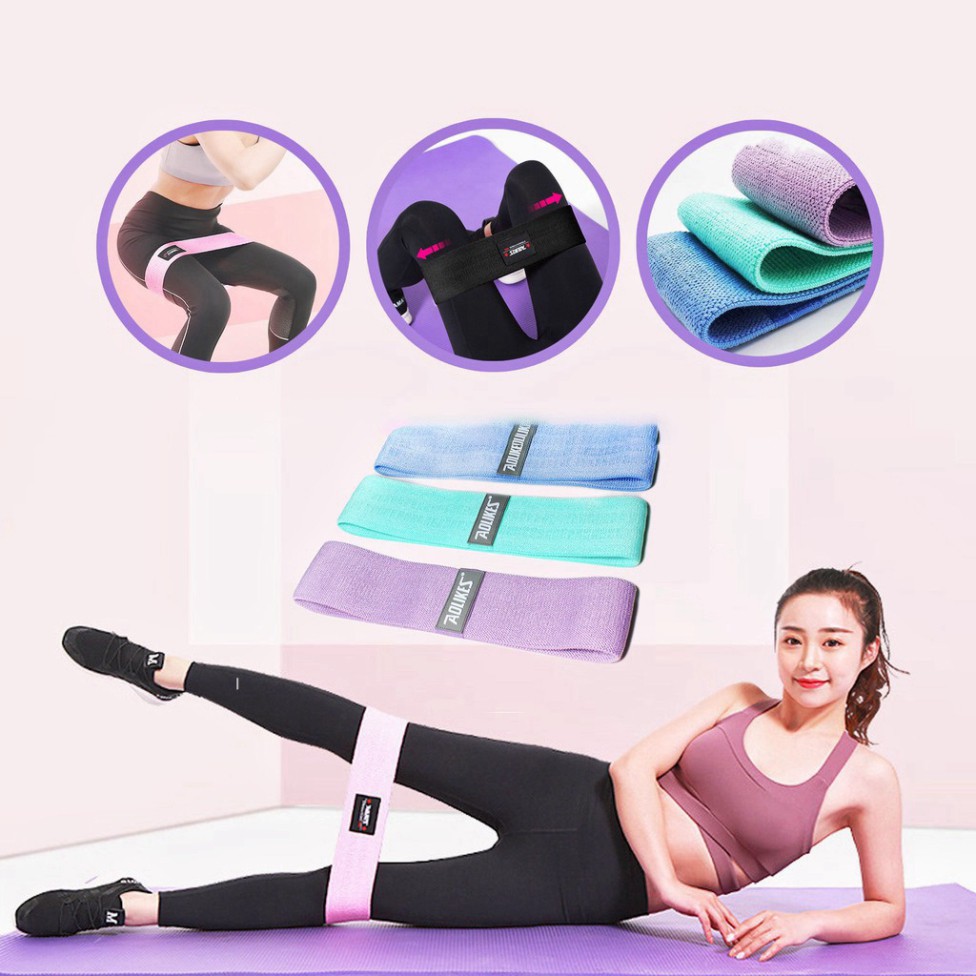 [KHO❤️TỔNG] Dây Thun Kháng Lực Vải Cao Su Miniband Aolikes A-3603 Tập Gym, Dây Chun Đàn Hồi Co Giãn Tập Mông Chân