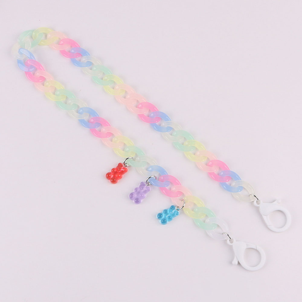 Dây acrylic màu kẹo 55cm mặt gấu đeo mắt kính chống mất lạc thời trang trẻ em