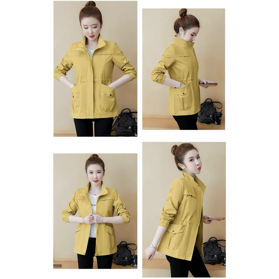 Áo Khoác Kaki Nữ Kiểu Trơn Có Dây Rút Eo Đường Cong Của Túi giống Hình,Mẫu Mặc Cực Đẹp Cực Sịn Sò Hót Trend_UT