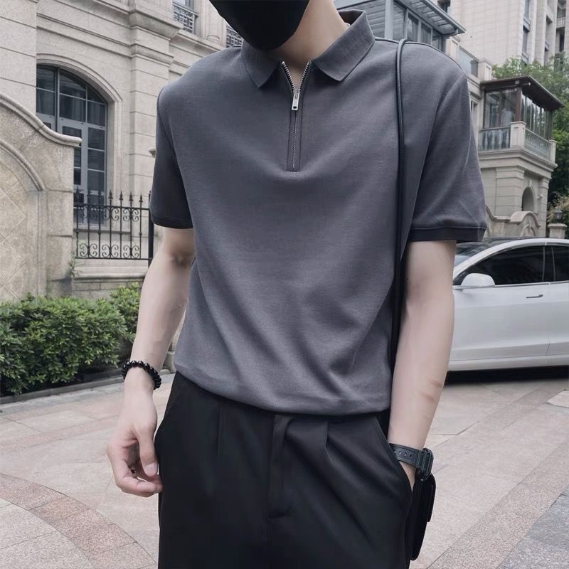 Áo Thun Polo Tay Ngắn Cổ Gập Đơn Giản Thời Trang Cho Nam áo polo nam thời trang bigsize áo phông rộng simple unisex áo thun nam đẹp from rộng áo thun nam tay lỡ dây kéo áo phông nam form rộng