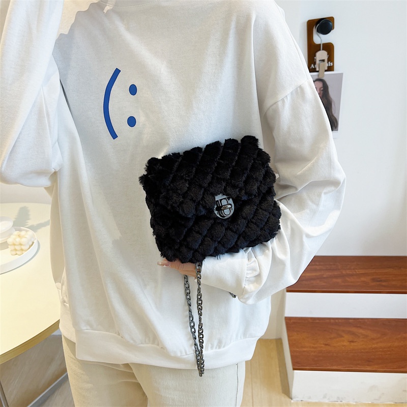 Túi đeo chéo IELGY phủ vải lông thời trang đơn giản dành cho nữ