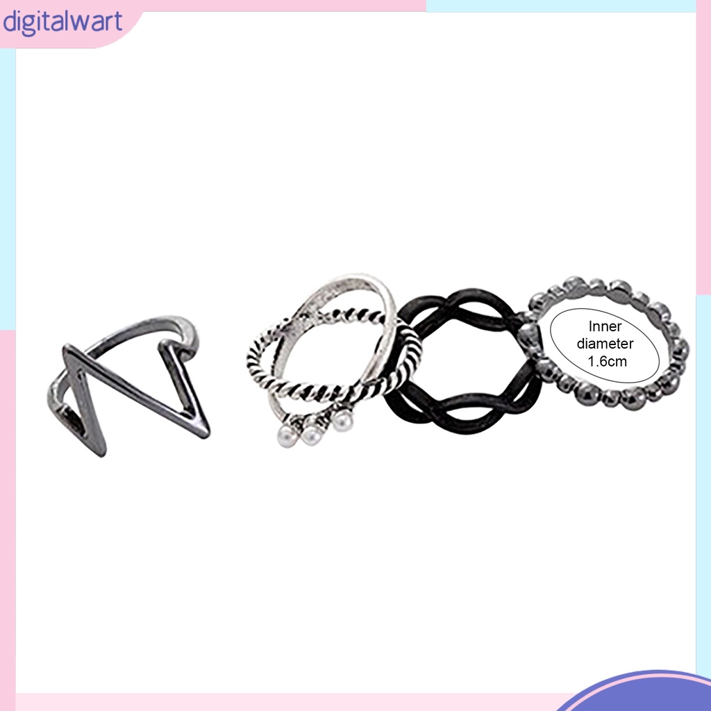 Set 4 nhẫn đeo khớp ngón tay màu bạc thời trang cho nữ