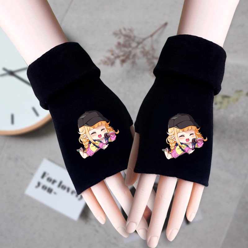 Găng tay len đen in hình KHỔNG MINH THÍCH ĐI QUẨY chibi anime thời trang ấm áp xinh xắn