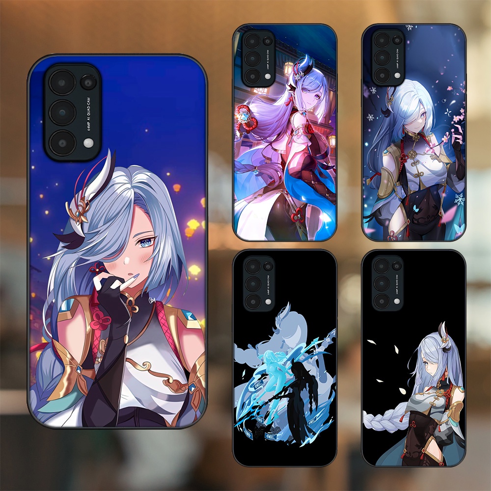 Ốp lưng Oppo Reno 5 viền đen in hình Shenhe Genshin Impact