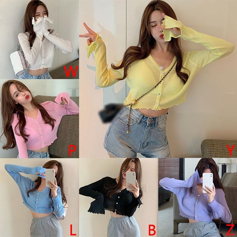 Áo Khoác Cardigan Tay Dài Cổ Chữ V Màu Trơn Phong Cách Hàn Quốc | BigBuy360 - bigbuy360.vn