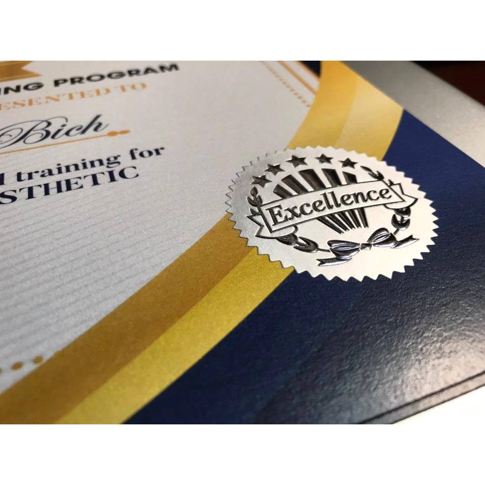 Sticker huy hiệu gold silver bằng khen giấy khen nhập khẩu