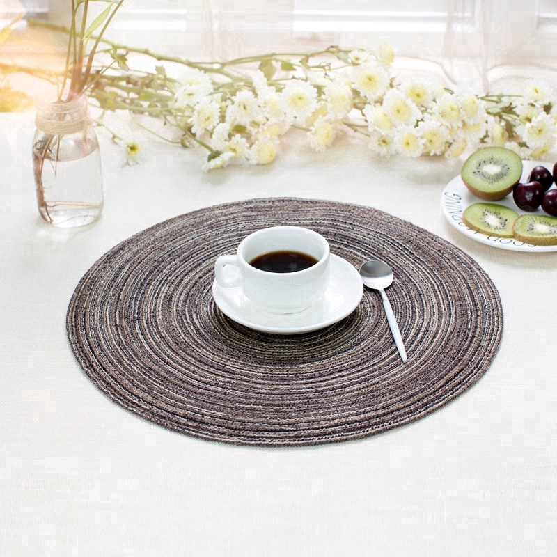 Miếng lót ly hình tròn chất liệu vải lanh cách nhiệt trang trí nhà cửa