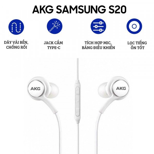 Tai nghe Samsung Akg cho Note10, Note10 plus chính hãng Âm thanh cực chất- Tặng kèm bộ núm