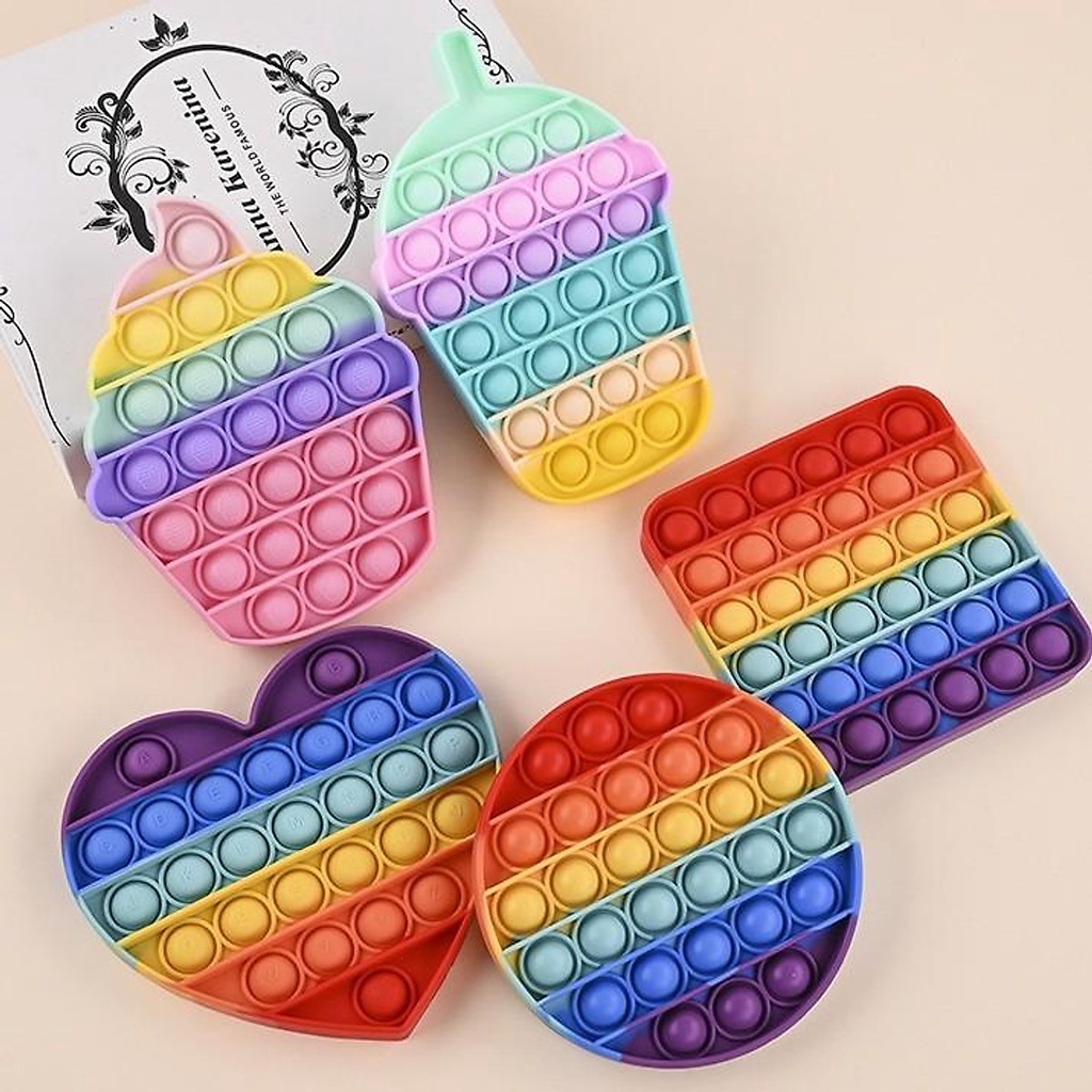 Đồ chơi bóp bong bóng Pop it  đồ chơi giảm căng thẳng bằng silicon nhiều kiểu dáng độc đáo slime cho bé