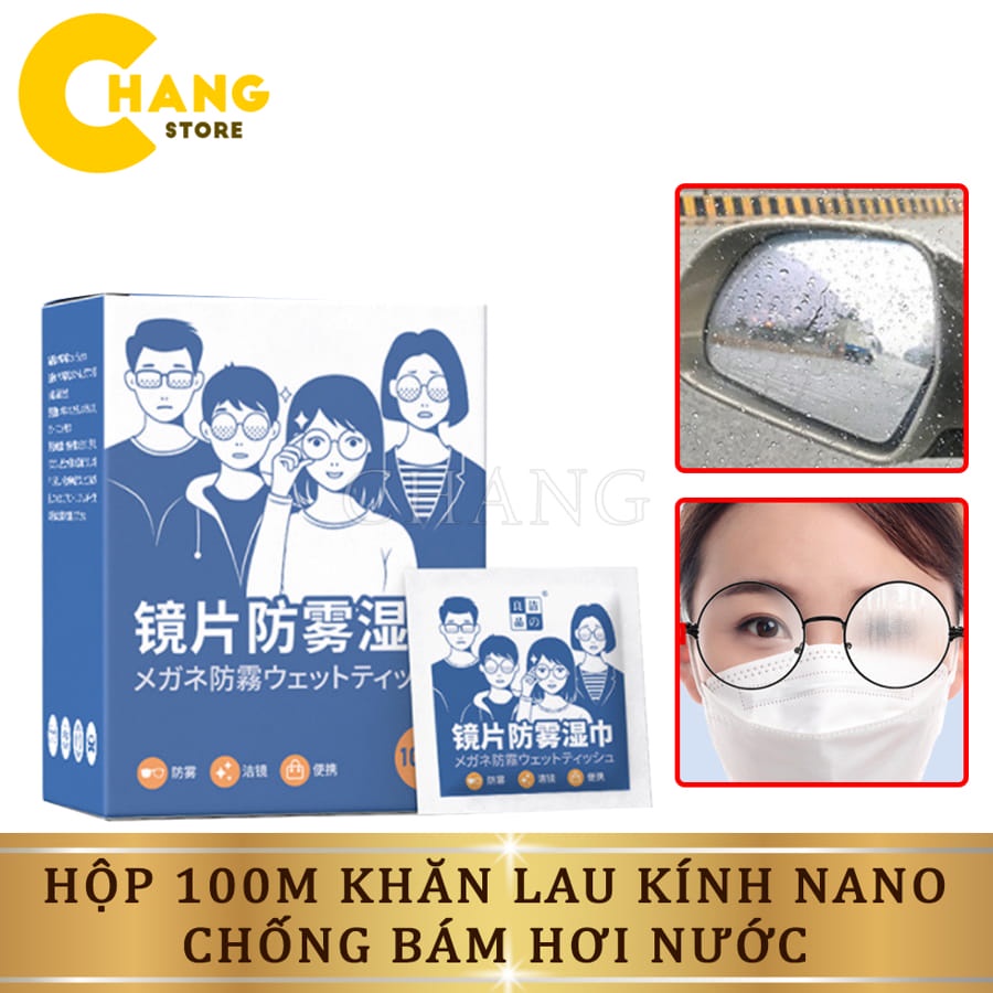 Hộp 100 Miếng Khăn Giấy Lau Kính Nano Chống Bám Hơi Nước, Lau Sạch Vân Tay Bụi Bẩn