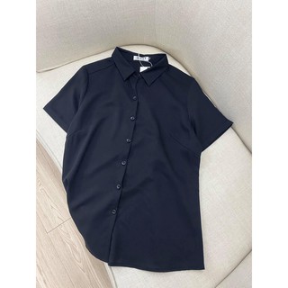 Áo sơ mi tay ngắn màu đen short basic shirt Maxy Workshop