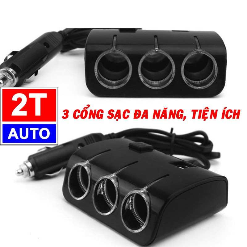 BỘ CHIA TẨU SẠC 3 CỔNG KÈM 2 CỔNG USB 5V CHO XE HƠI Ô TÔ 12V-24V DC- HUB CHIA TẨU:   SKU:126