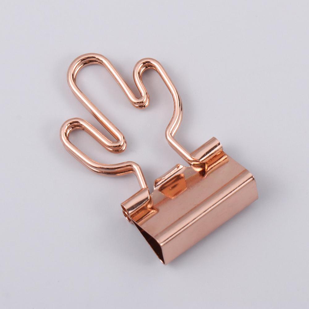 Set 1 / 10 Kẹp Giấy Bằng Kim Loại Họa Tiết Mèo / Xương Rồng / Trá
