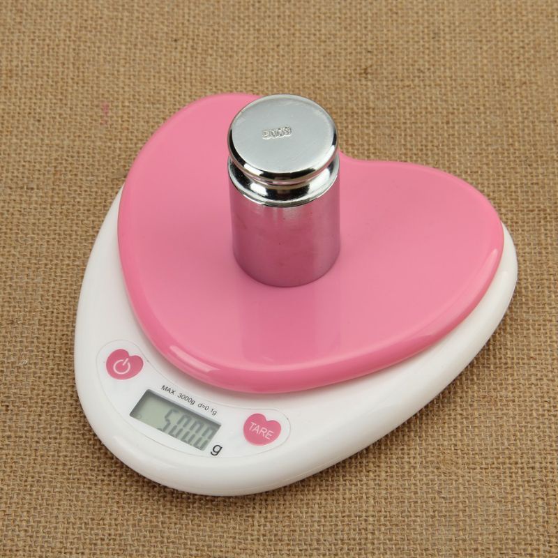 Cân Điện Tử Mini Hình Trái Tim Nhà Bếp 5kg,,,,