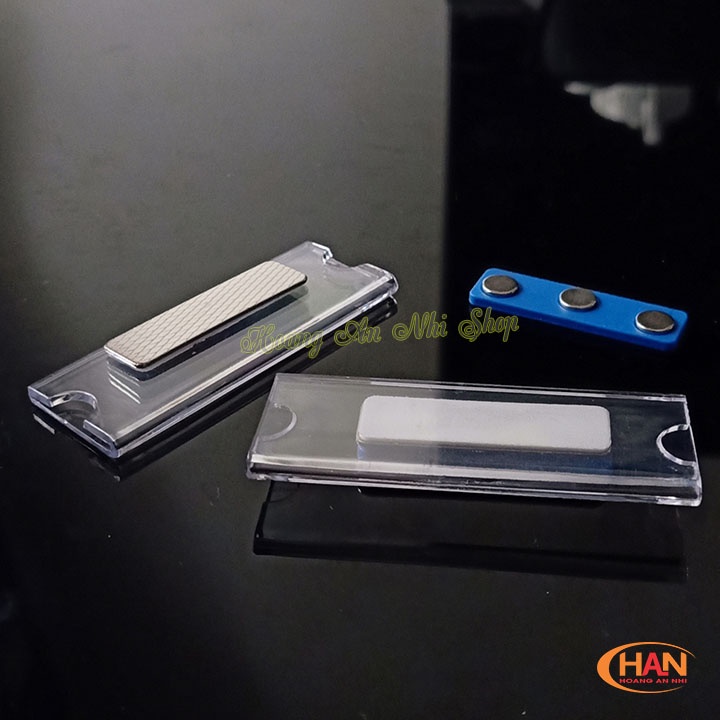 Combo 10 bảng tên cài áo 60x22mm - Bảng tên mica nam châm 3 viên chắc chắn