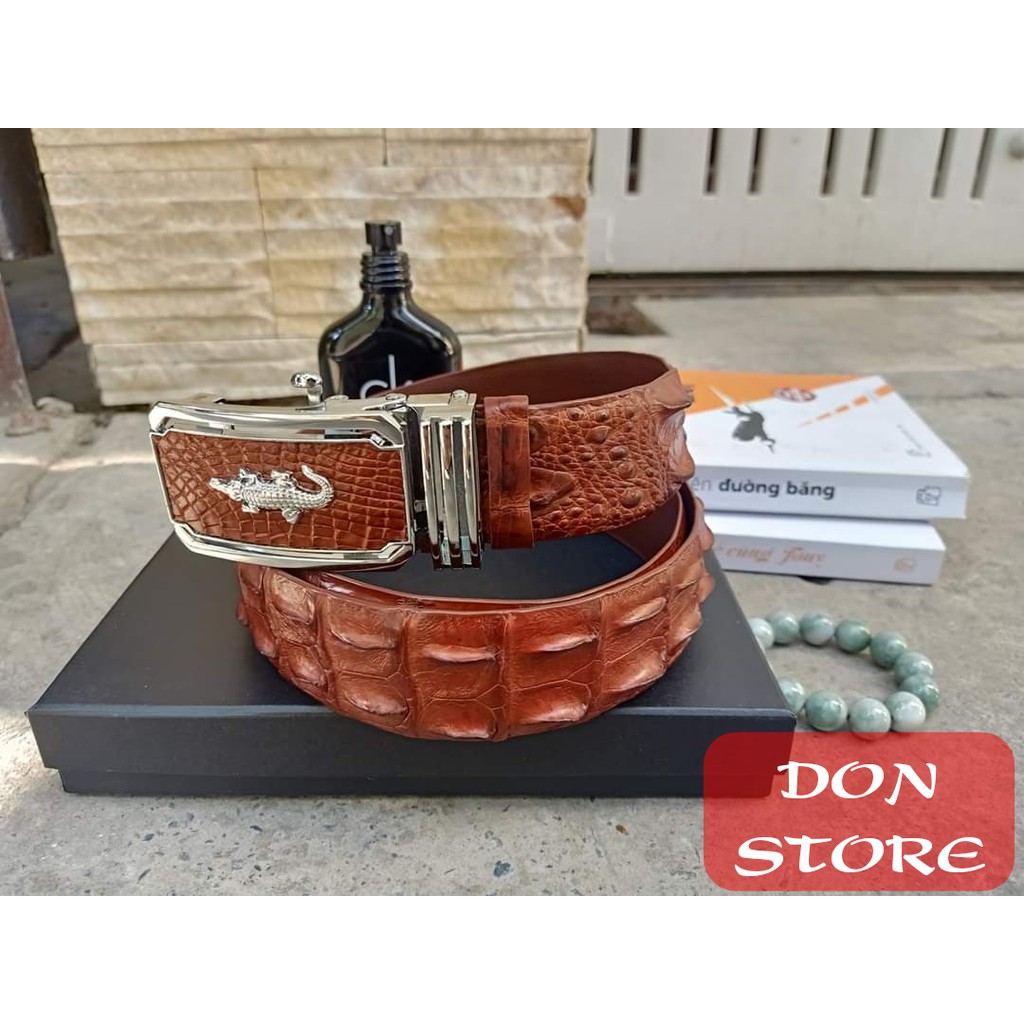 Thắt Lưng Da Cá Sấu Thật. Cá Sấu Gai Lưng (Thời Trang Cao Cấp) Kiểu Dây Liền Hoặc Nối (Full Box)