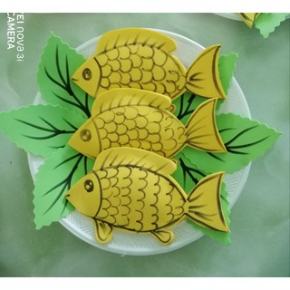 đĩa cá thức ăn nhồi bông bên trong, đồ chơi mầm non tự làm