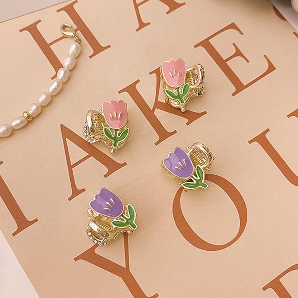 Kẹp Càng Cua Mini Bằng Kim Loại Hình Hoa Tulip Dễ Thương Cho Nữ