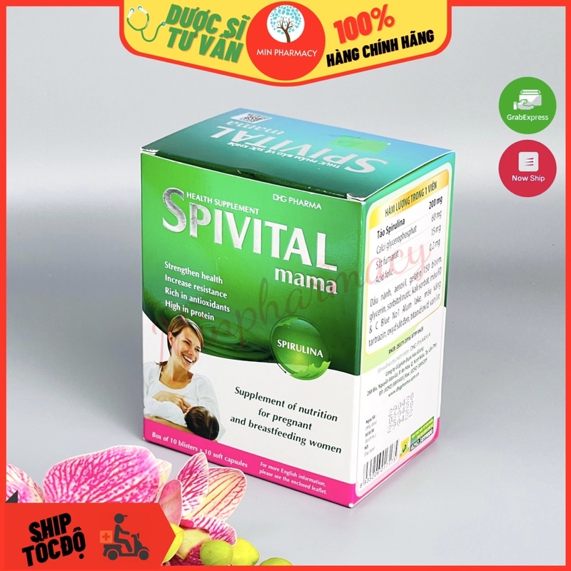 Viên Tảo Bổ Sung Vitamin Và Khoáng Chất SPIVITAL MAMA Dành cho Phụ nữ mang thai &amp; Cho con bú DHG Pharma (Hộp 100 viên