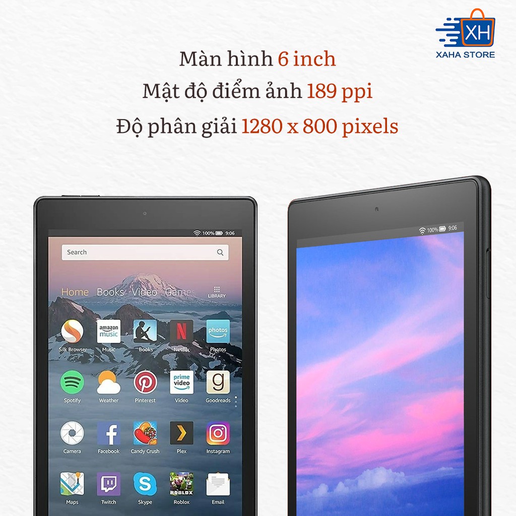 Máy tính bảng Fire HD 8 (bản mới nhất của Amazon năm 2020) Đen/Trắng/Xanh/Mận