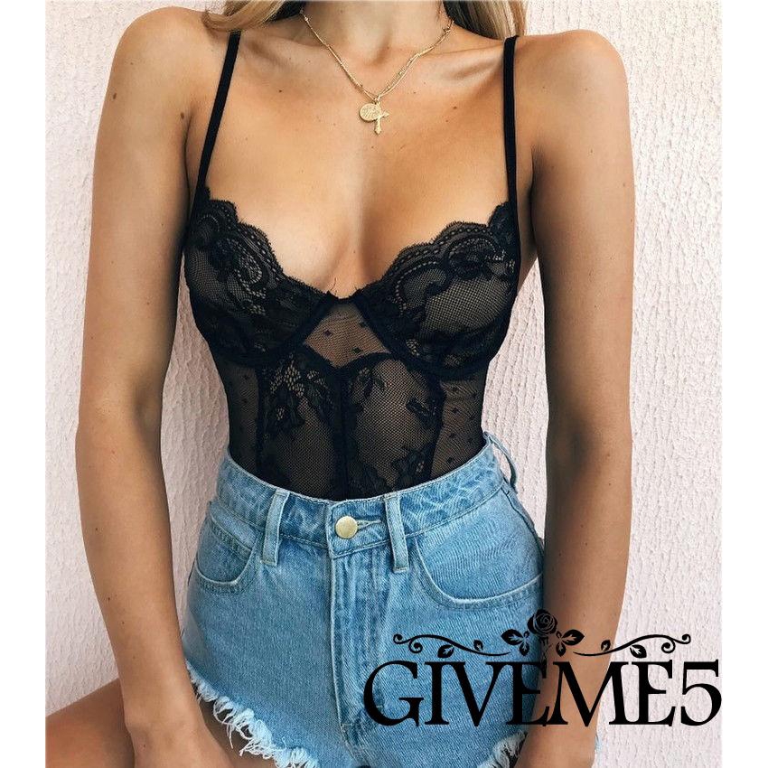 Đồ lót một mảnh ren hoa xuyên thấu gợi cảm dành cho nữ