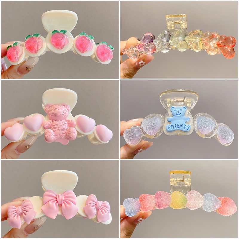 Kẹp Tóc Nhựa Trong Suốt Hình Hoa Phong Cách Hàn Quốc Dễ Thương