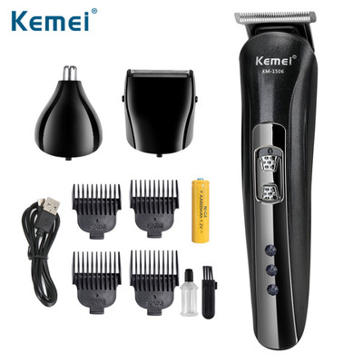 Dụng Cụ Tông Đơ Kemei Km-1506 Cắt Tóc Cạo Râu Lông 3 Trong 1 Bằng Điện Chất Lượng Cao Cho Nam