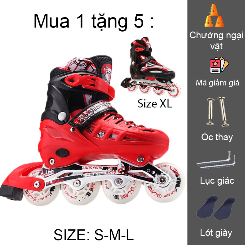 Giày trượt patin Longfeng 907-906 cao cấp tặng phụ kiện ốc vít batin batanh 905