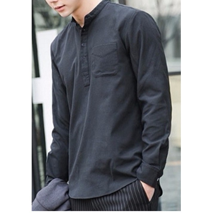 Áo sơ mi nam trắng dài tay cổ tàu siêu sale | BigBuy360 - bigbuy360.vn