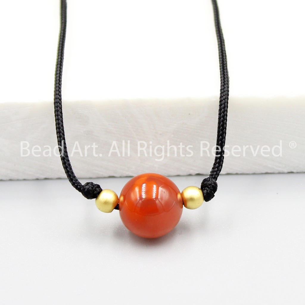 Dây Chuyền (Vòng Cổ) Handmade Đá Agate Đỏ Cam 8MM, Trang Sức Phong Thuỷ, Mệnh Hoả, Mệnh Thổ - Bead Art (3)