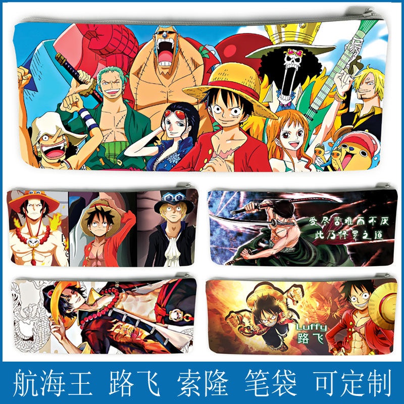 Hộp Bút In Hình Nhân Vật Luffy Zoro Ace Trong Phim Hoạt Hình One Piece Độc Đáo