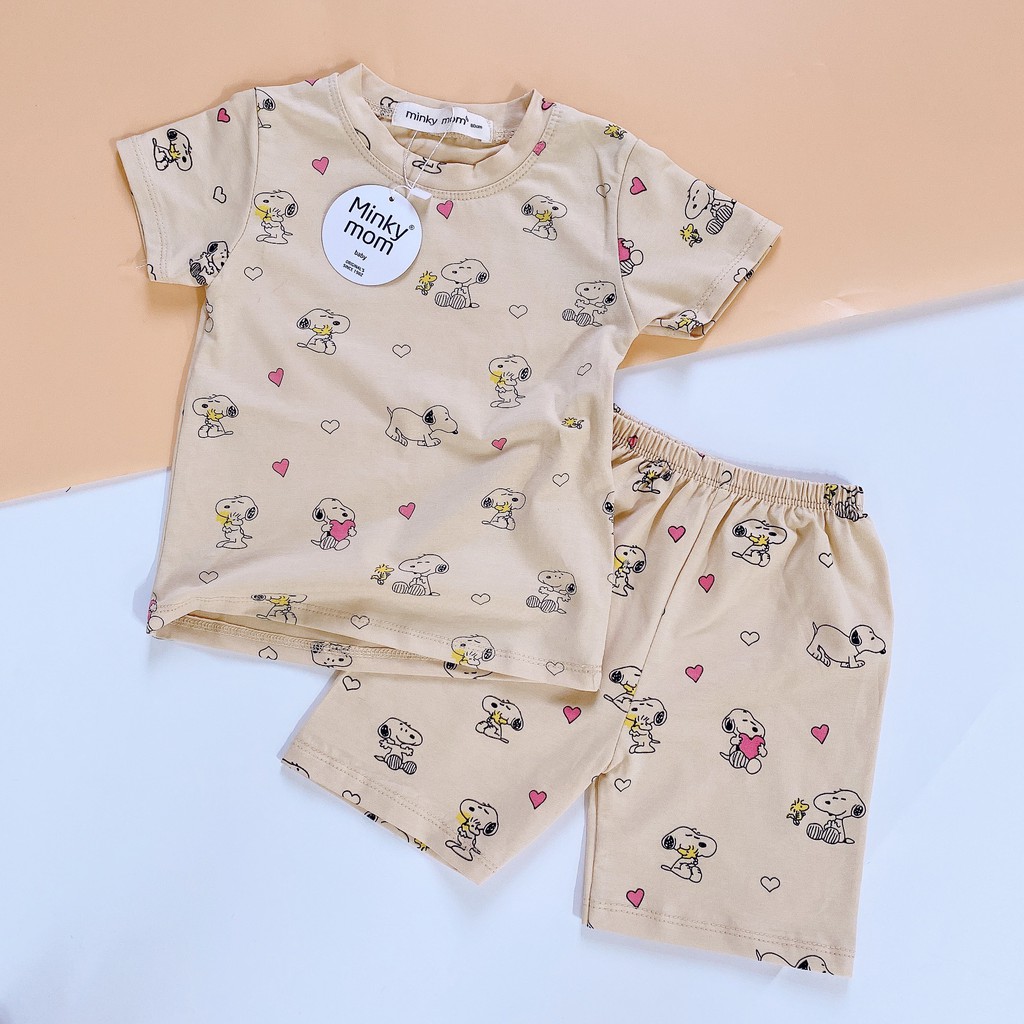 [Mã FAMAYFA giảm 10K đơn 50K] Bộ Cộc Cotton 100% Hàng Minky Mom Họa Tiết Động Vật Ghi-Cánh Cụt Cho Bé (Sz 8-18kg) (1465)