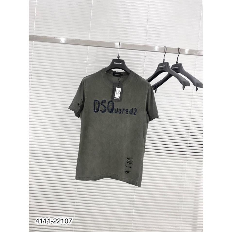 Áo Phông Nam DSQ Rách Chất Cotton Chữ Thêu - Áo Phông DSQ Nam Cao Cấp