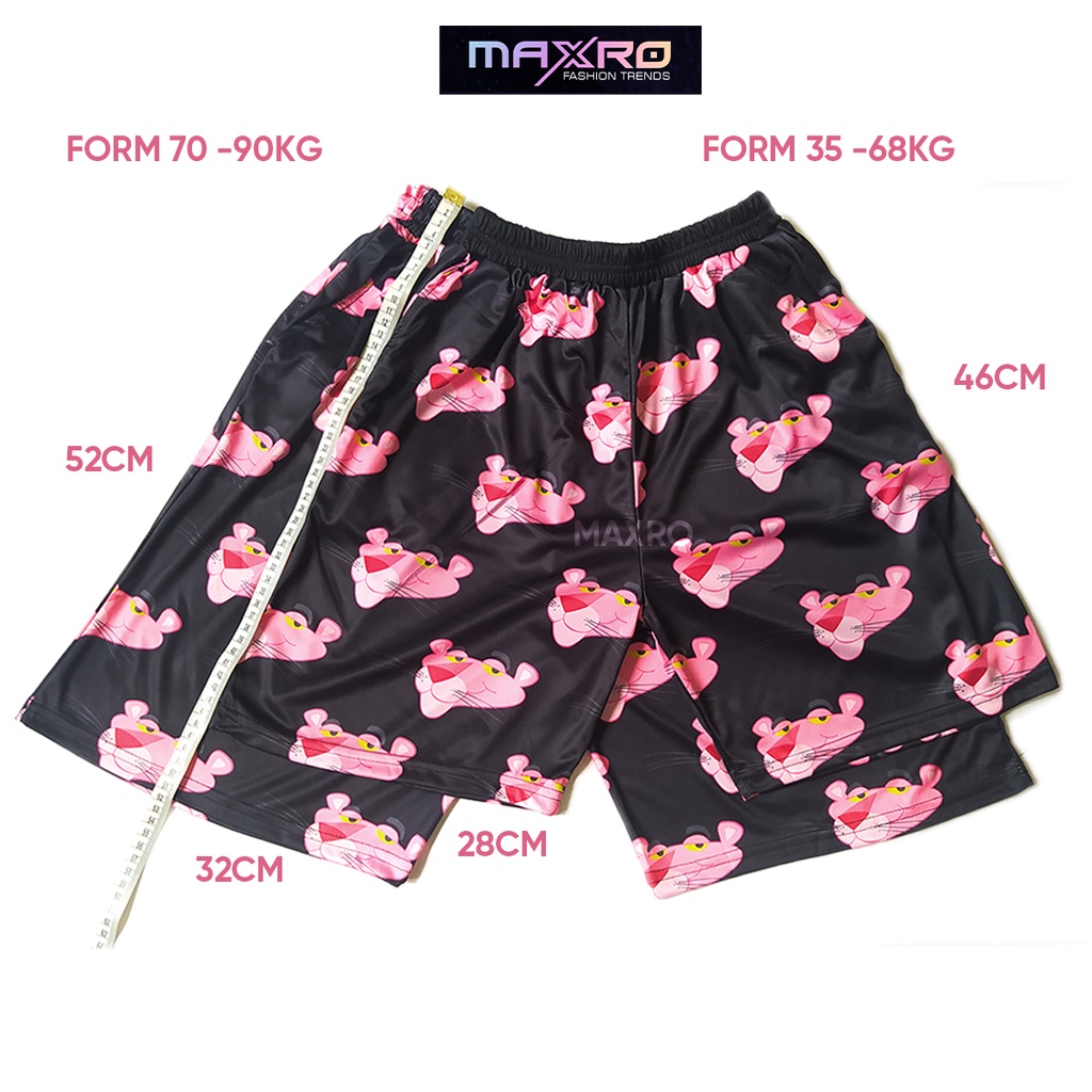 Quần đùi hoạt hình báo hồng form rộng unisex