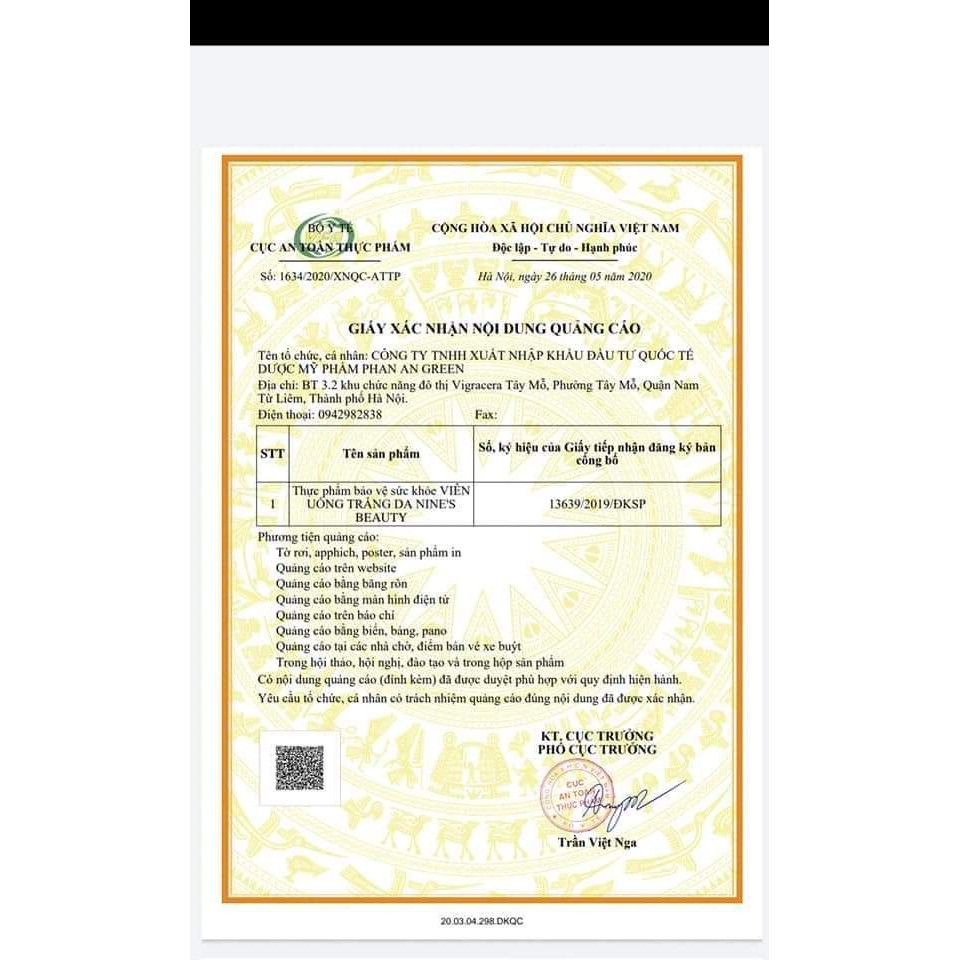 Viên uống trắng da Nine's Beauty. Giúp làm mờ nám sáng da giảm thâm tàn nhang Date mới Hộp 30 viên [Sản Phẩm Chính Hãng] | Thế Giới Skin Care