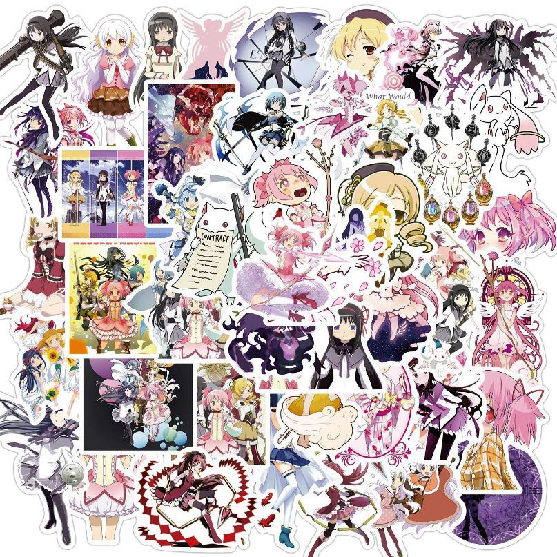 Sticker anime Magical Girl Madoka nhựa PVC không thấm nước, dán nón bảo hiểm, laptop, điện thoại, Vali, xe #198