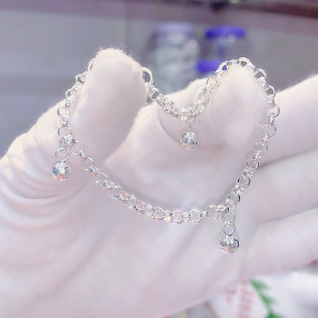 Lắc tay mắt o tự chỉnh size thả quả tròn bạc ta đơn kép