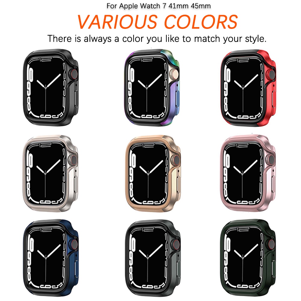 Ninki Ốp Bảo Vệ Viền TPU Bằng Hợp Kim Nhôm Cho Apple Watch Series 8/7 41mm 45mm,Aluminum Alloy + TPU Protector Frame Cover for iWatch 8/7 41mm 45mm Metal Bumper