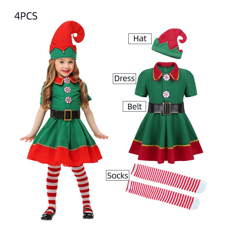 Bộ Đồ Hóa Trang Ông Già Noel Màu Xanh Lá Cây Dành Cho Bé Trai Và Bé Gái Dịp Giáng Sinh Năm Mới
