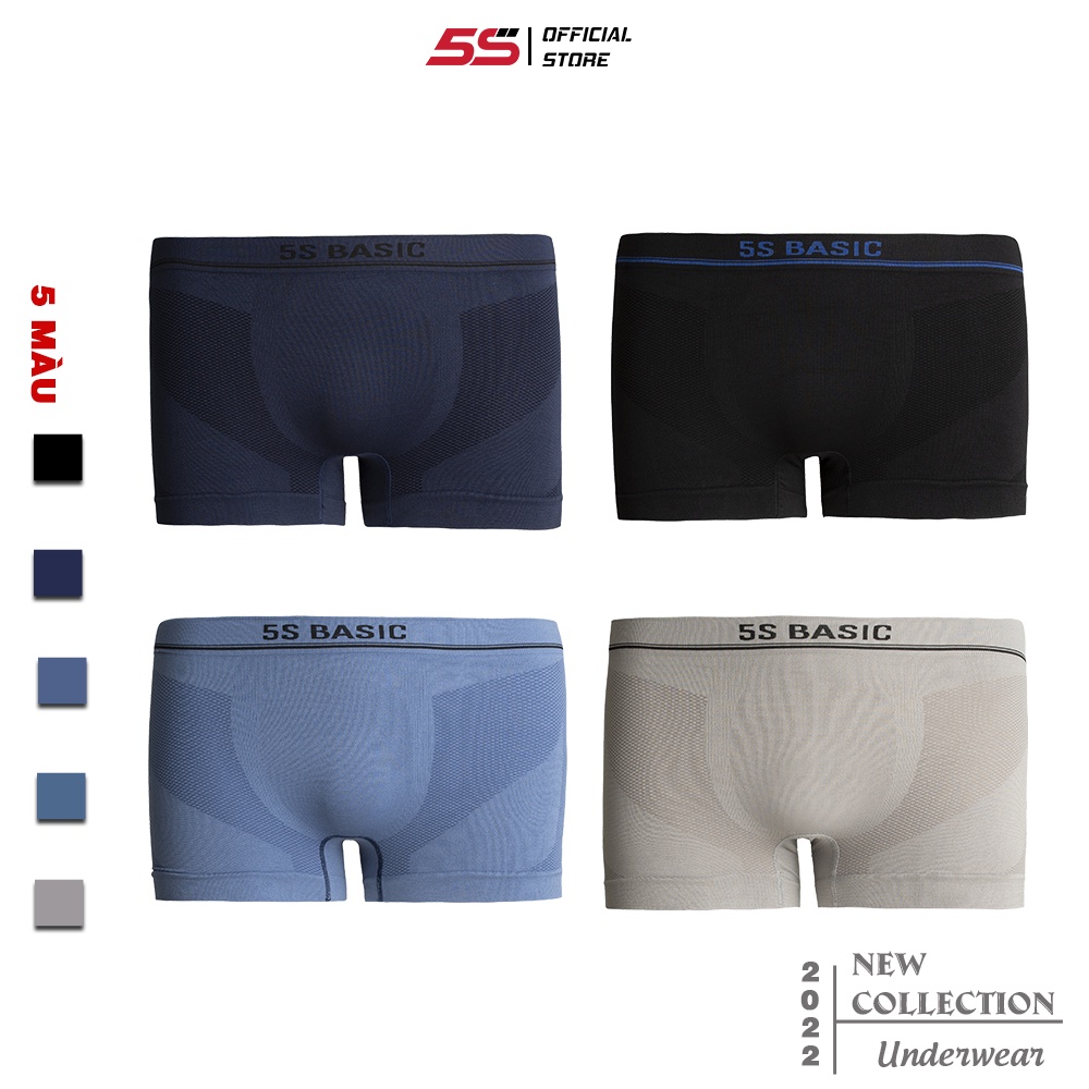 Quần Lót Nam Boxer 5S (4 màu), Cạp Dệt Không Đường May, Thấm Hút, Co Giãn, Kháng Khuẩn Cực Tốt (SIP21010BOX-02).