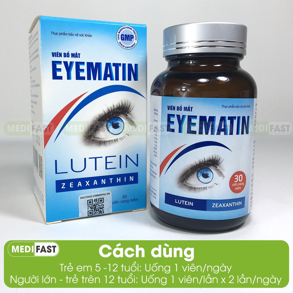Viên uống bổ mắt Eyematin Lọ 30 viên - Viên sáng mắt - Hỗ trợ tăng cường thị lực